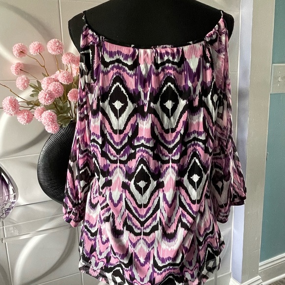 INC International Concepts Women's Cold Shoulder Ikat Blouse Size XL NWT - Picture 4 of 7